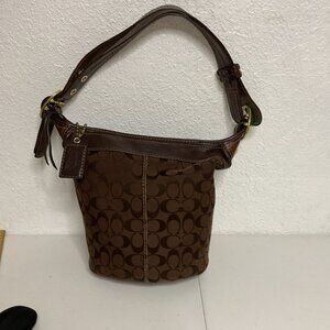 Coach H0768-11437 Signature Shoulder Bag Dark Brown